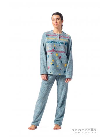 PIJAMA SEÑORETTA POLAR CORAZONES