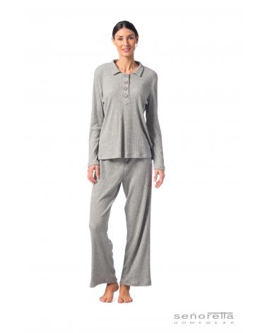 222132 PIJAMA SEÑORA SEÑORETTA COLOR: gris, rosa; TALLAS: m, l Temporada: i23 -   - PEPI GUERRA