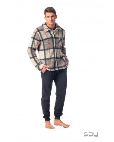 BATA CORTA CRO SOY BORREGUITO CUADROS COLOR: gris; TALLAS: m, l, xl Temporada: i23 - Hombre Ropa Interior y baño Online