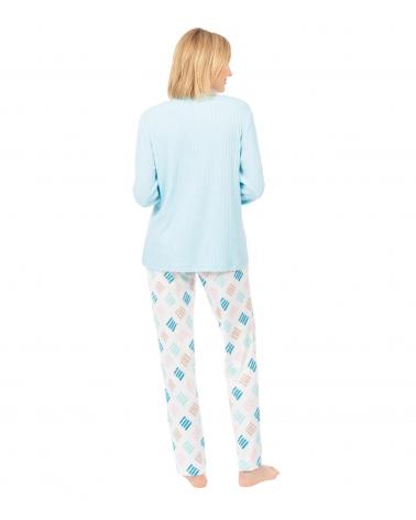 PIJAMA LOHE Y221105 TALLAS: s, m, l, xl; COLOR: azul Temporada: i23 - Toda la lencería de noche de mujer online  - PEPI