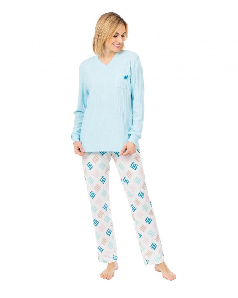 PIJAMA LOHE Y221105 TALLAS: s, m, l, xl; COLOR: azul Temporada: i23 - Toda la lencería de noche de mujer online  - PEPI