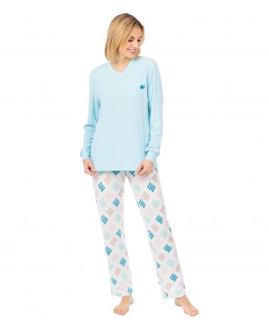 PIJAMA LOHE Y221105 TALLAS: s, m, l, xl; COLOR: azul Temporada: i23 - Toda la lencería de noche de mujer online  - PEPI