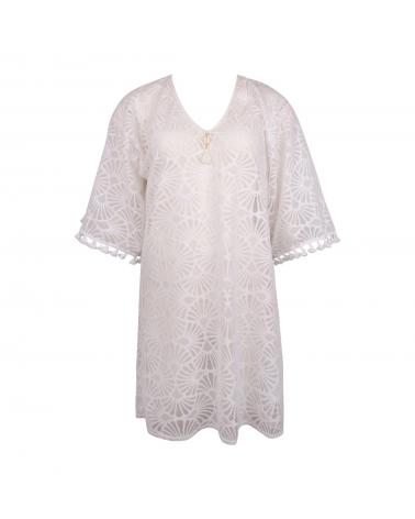 TUNICA DE PLAYA ANTIGEL ''LA MUSE DENTELLE'' TALLAS: s, m, l, xl; COLOR: blanco  -   - PEPI GUERRA