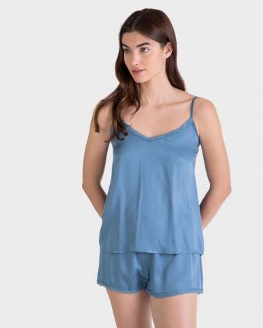 PIJAMA SRA TIRANTE FINO LENCERO P231238 TALLAS: m, l; COLOR: azul Temporada: summer 23 - Toda la lencería de noche de