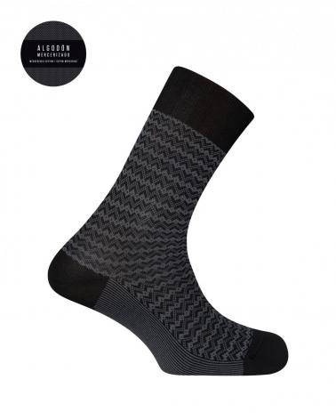 73696-10 CALCETIN CABALLERO PUNTO BLANCO ZIG ZAG