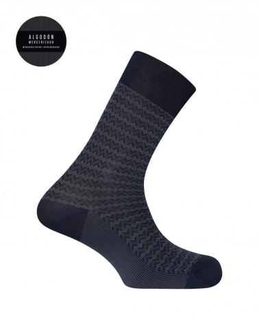 73696-10 CALCETIN CABALLERO PUNTO BLANCO ZIG ZAG