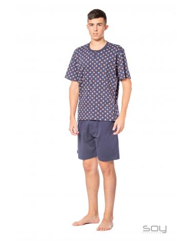PIJAMA SOY MANGA CORTA PATITOS 231626 TALLAS: m, l, xl; COLOR: marino Temporada: summer 23 - Hombre Ropa Interior y