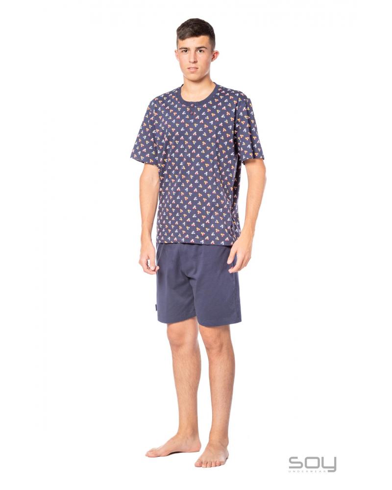PIJAMA SOY MANGA CORTA PATITOS 231626 TALLAS: m, l, xl; COLOR: marino Temporada: summer 23 - Hombre Ropa Interior y