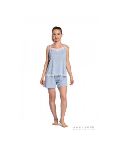 PIJAMA SEÑORA BLONDA SEÑORETTA 231129 TALLAS: m, l, xl, xxl; COLOR: azul Temporada: summer 23 - Toda la lencería de
