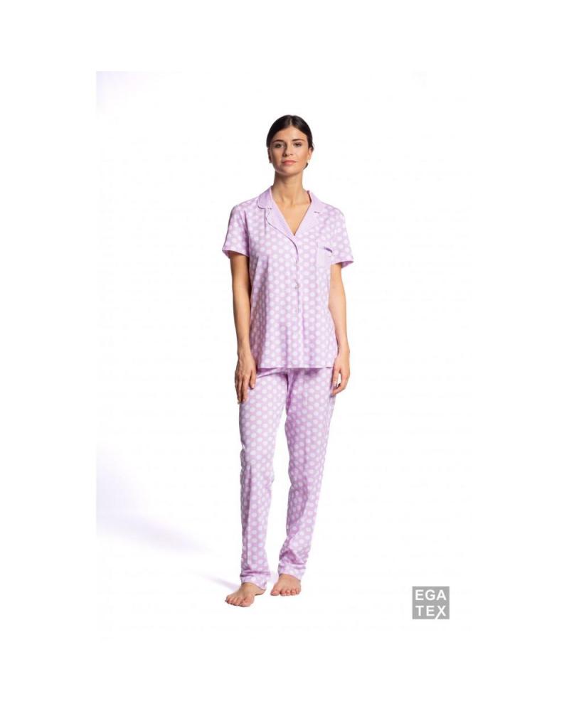 CAMISON EGATEX MANGA CORTA TOPOS 231420 TALLAS: xl, xxl, 3xl; COLOR: rosa Temporada: summer 23 - Toda la lencería de