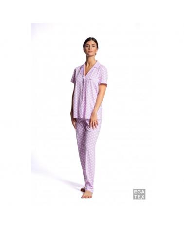 CAMISON EGATEX MANGA CORTA TOPOS 231420 TALLAS: xl, xxl, 3xl; COLOR: rosa Temporada: summer 23 - Toda la lencería de