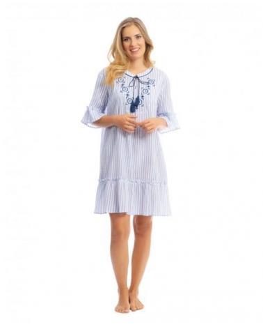 VESTIDO LOHE RAYAS BORDADO V238485