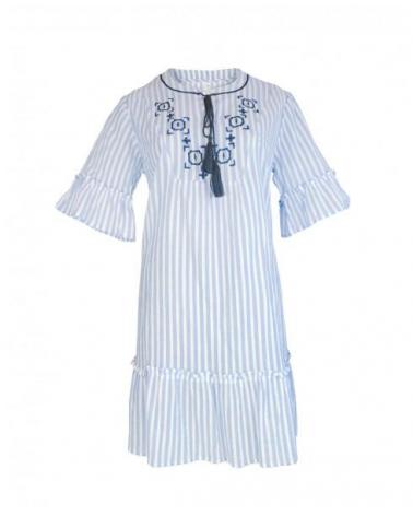 VESTIDO LOHE RAYAS BORDADO V238485
