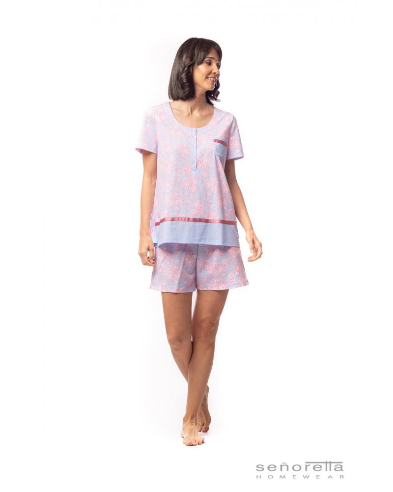 PIJAMA SEÑORETTA MANGA CORTA 221127 ROSAS TALLAS: m, l; COLOR: unico Temporada: ver23 - Toda la lencería de noche de