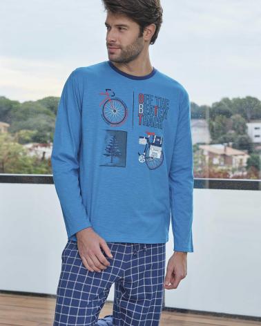 PIJAMA CABALLERO MASSANA ALGODÓN BICI P731311 TALLAS: m, l, xl; COLOR: azul Temporada: winter 23 -   - PEPI GUERRA