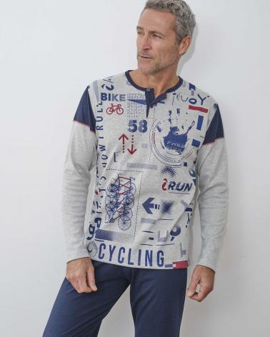 PIJAMA CABALLERO MASSANA ALGODÓN CYCLING P731301 COLOR: gris; TALLAS: m, l, xl Temporada: winter 23 -   - PEPI GUERRA