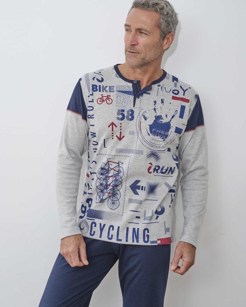PIJAMA CABALLERO MASSANA ALGODÓN CYCLING P731301 COLOR: gris; TALLAS: m, l, xl Temporada: winter 23 -   - PEPI GUERRA
