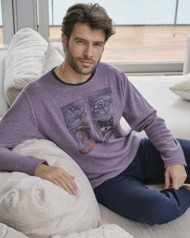 PIJAMA CABALLERO MASSANA TERCIOPELO LOBOS P731317