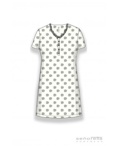 CAMISÓN SEÑORETTA MANGA CORTA PUNTILLA 232159 TALLAS: l, xl, xxl, 3xl; COLOR: azul Temporada: winter 23 - Toda la