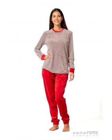 PIJAMA MUJER SEÑORETTA PATA GALLO VELOUR 232130 TALLAS: m, l; COLOR: unico Temporada: winter 23 - Toda la lencería de