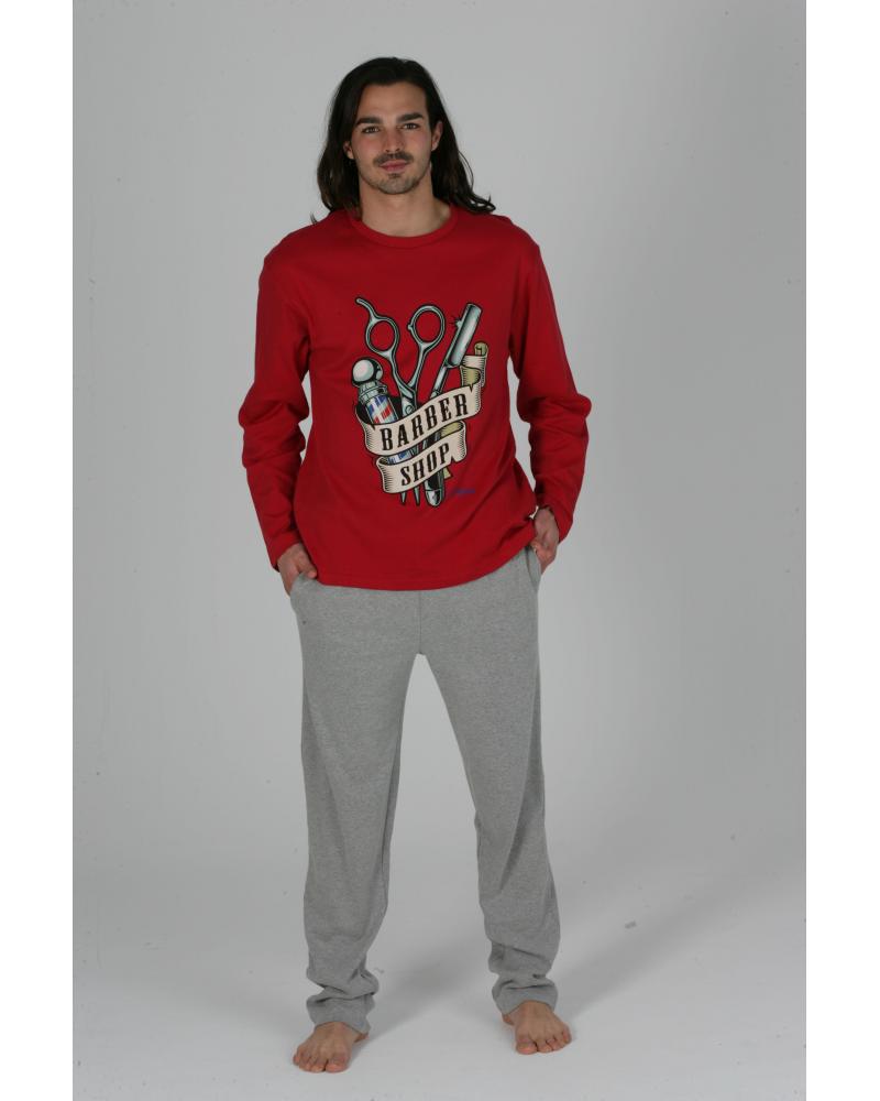 PIJAMA HOMBRE PETTRUS BARBER 5644 TALLAS: s, m, l, xl; COLOR: rojo Temporada: in23 -   - PEPI GUERRA