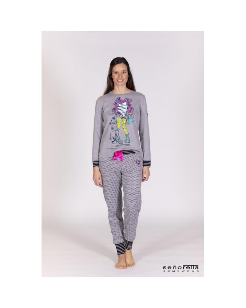 PIJAMA MUJER SEÑORETTA ESTRELLAS 212155 TALLAS: s, m, l, xl, xxl; COLOR: unico Temporada: in23 - Toda la lencería de
