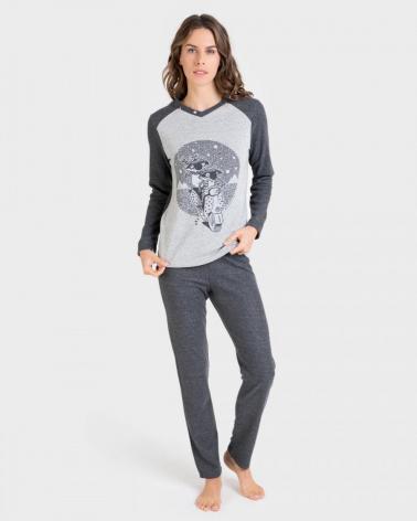 P701211 PIJAMA MUJER PUNTO MILANO COLOR: gris; TALLAS: s, m, l, xl, xxl Temporada: inv22 -   - PEPI GUERRA