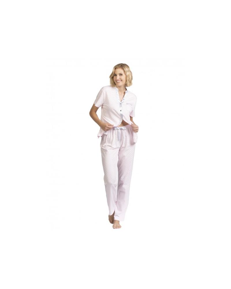 V223127 PIJAMA LOHE MANGA CORTA PUNTOS PLATA