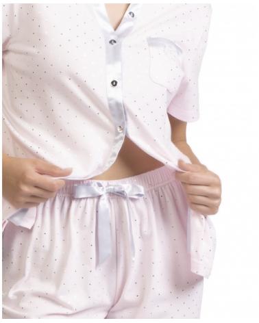 V223127 PIJAMA LOHE MANGA CORTA PUNTOS PLATA
