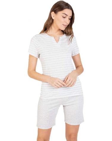 PIJAMA MANGA CORTA MASSANA P211213 COLOR: gris; TALLAS: m, l, xl, xxl Temporada: ver23 - Toda la lencería de noche de