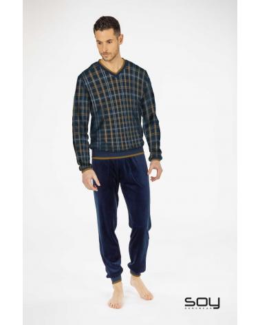 212642 PIJAMA SOY HOMBRE CUADROS TALLAS: s, m, l, xl, xxl; COLOR: negro Temporada: in23 - Hombre Ropa Interior y baño