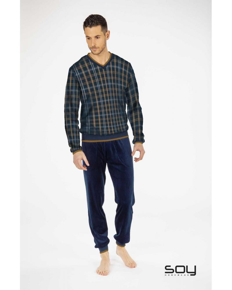 212642 PIJAMA SOY HOMBRE CUADROS TALLAS: s, m, l, xl, xxl; COLOR: negro Temporada: in23 - Hombre Ropa Interior y baño
