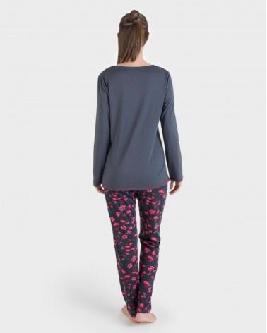 P691245 PIJAMA SRA MASSANA FLORES COLOR: gris; TALLAS: m, l, xl, xxl Temporada: inv2020 - Toda la lencería de noche de