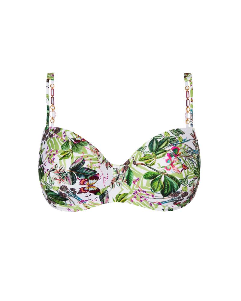 Bikini Balconet Preformado Lise Charmel colección Envolee Tropicale COLOR: blanco; TALLAS: 95c, 100c, 105c, 85d, 90d