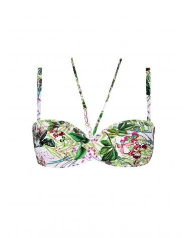 Bikini Bandeau Lise Charmel colección Envolee Tropicale COLOR: blanco; TALLAS: 85b, 90b, 95b, 100b, 85c, 90c, 95c, 100c
