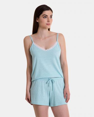 PIJAMA SEÑORA MASSANA P241225 RAYAS TALLAS: m, l; COLOR: celeste Temporada: summer24 - Toda la lencería de noche de