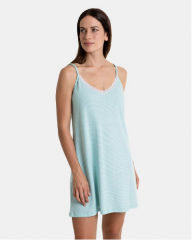 CAMISÓN MASSANA L247225 RAYAS TALLAS: m, l, xl; COLOR: celeste Composición: 50% algodón 25% viscosa 25% poliéster;