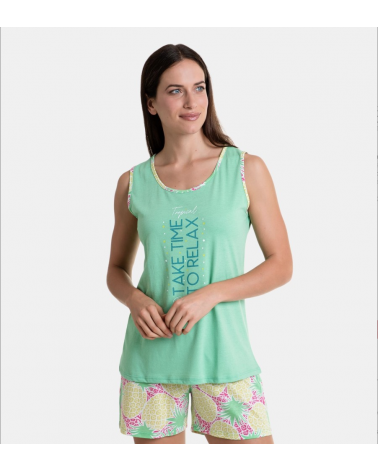 PIJAMA SEÑORA MASSANA P241248 TROPICAL TALLAS: m, l; COLOR: verde Temporada: summer24 -   - PEPI GUERRA