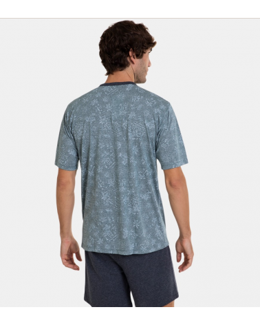 PIJAMA CABALLERO MASSANA P241327 PALMS COLOR: gris; TALLAS: m, l, xl, xxl, 3xl Composición: 50% poliéster 50% viscosa