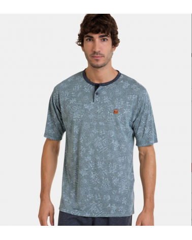 PIJAMA CABALLERO MASSANA P241327 PALMS COLOR: gris; TALLAS: m, l, xl, xxl, 3xl Composición: 50% poliéster 50% viscosa