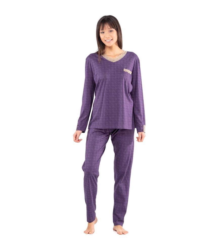 PIJAMA SRA EGATEX RETRO 242302 TALLAS: m, l; COLOR: morado Temporada: winter 24 - Toda la lencería de noche de mujer