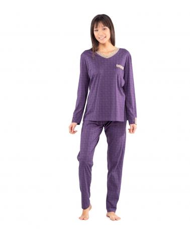 PIJAMA SRA EGATEX RETRO 242302 TALLAS: m, l; COLOR: morado Temporada: winter 24 - Toda la lencería de noche de mujer
