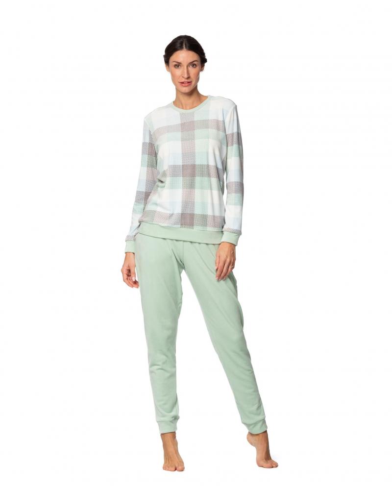 PIJAMA MUJER SEÑORETTA VELOUR CUADROS 242118