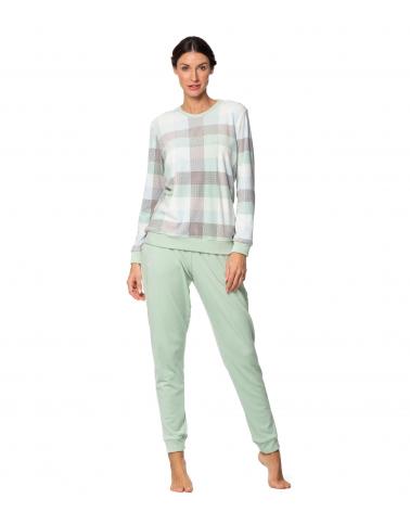 PIJAMA MUJER SEÑORETTA VELOUR CUADROS 242118