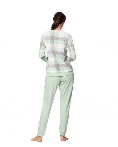 PIJAMA MUJER SEÑORETTA VELOUR CUADROS 242118