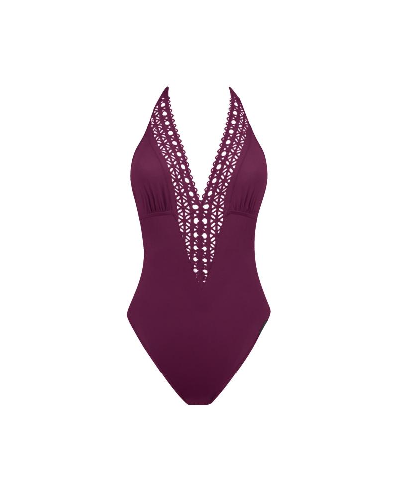 BAÑADOR LISE CHARMEL ESCOTE PICO AJOURAGE COUTOURE COLOR: rojo, negro, bleu crystal, anis aj, iris couture, orange