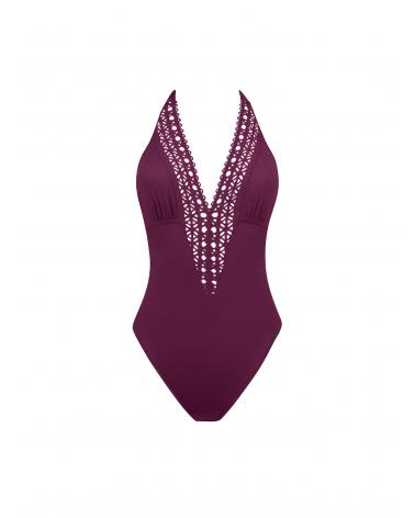 BAÑADOR LISE CHARMEL ESCOTE PICO AJOURAGE COUTOURE COLOR: rojo, negro, bleu crystal, anis aj, iris couture, orange