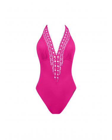 BAÑADOR LISE CHARMEL ESCOTE PICO AJOURAGE COUTOURE COLOR: rojo, negro, bleu crystal, anis aj, iris couture, orange