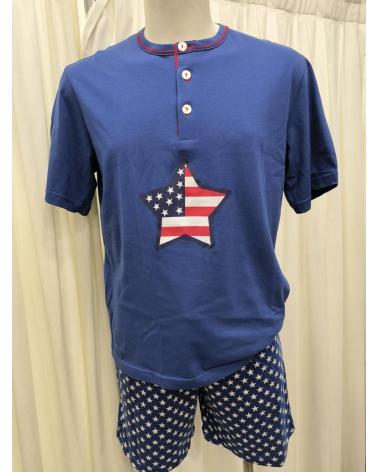 PIJAMA HOMBRE PANTALON CORTO AMERICA MARCA LOHE 5116 TALLAS: 48, 50, 52, 54; COLOR: unico Temporada: continuidad -   -