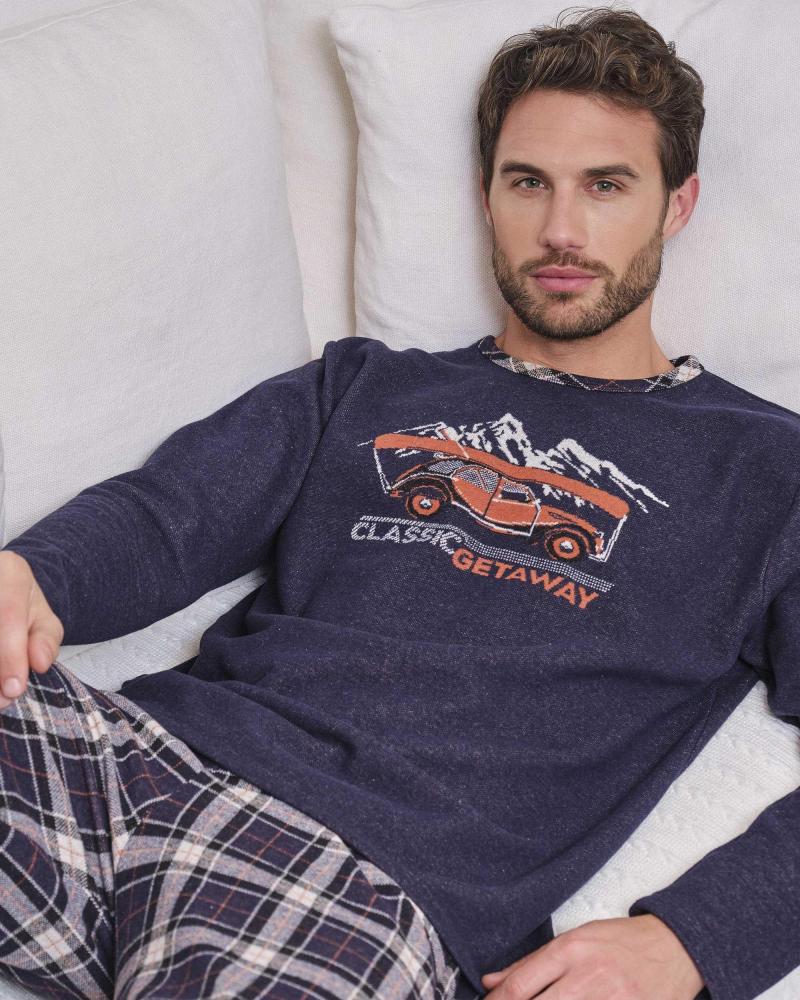 PIJAMA M/L CRO PUNTO CUELOLO REDONDO P751333 TALLAS: m, l, xl, xxl; COLOR: marino Temporada: invierno 25 - Hombre Ropa